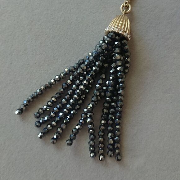 J. Crew Layer Necklace with crystal bead tassel pendant. - Picture 4 of 10